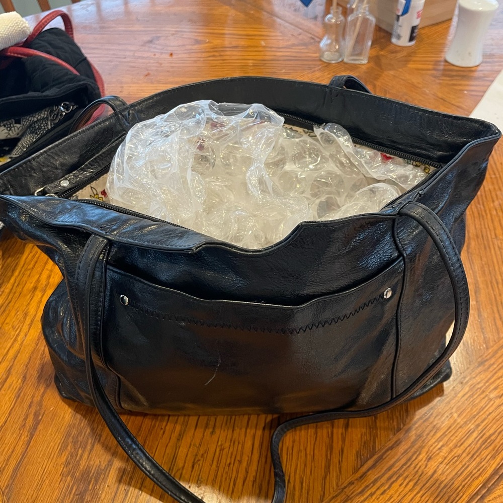 Black leather bag